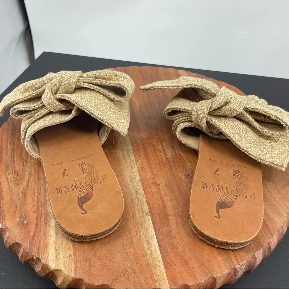 Brother Vellies burkina‎ natural burlap leather sandals size 7
